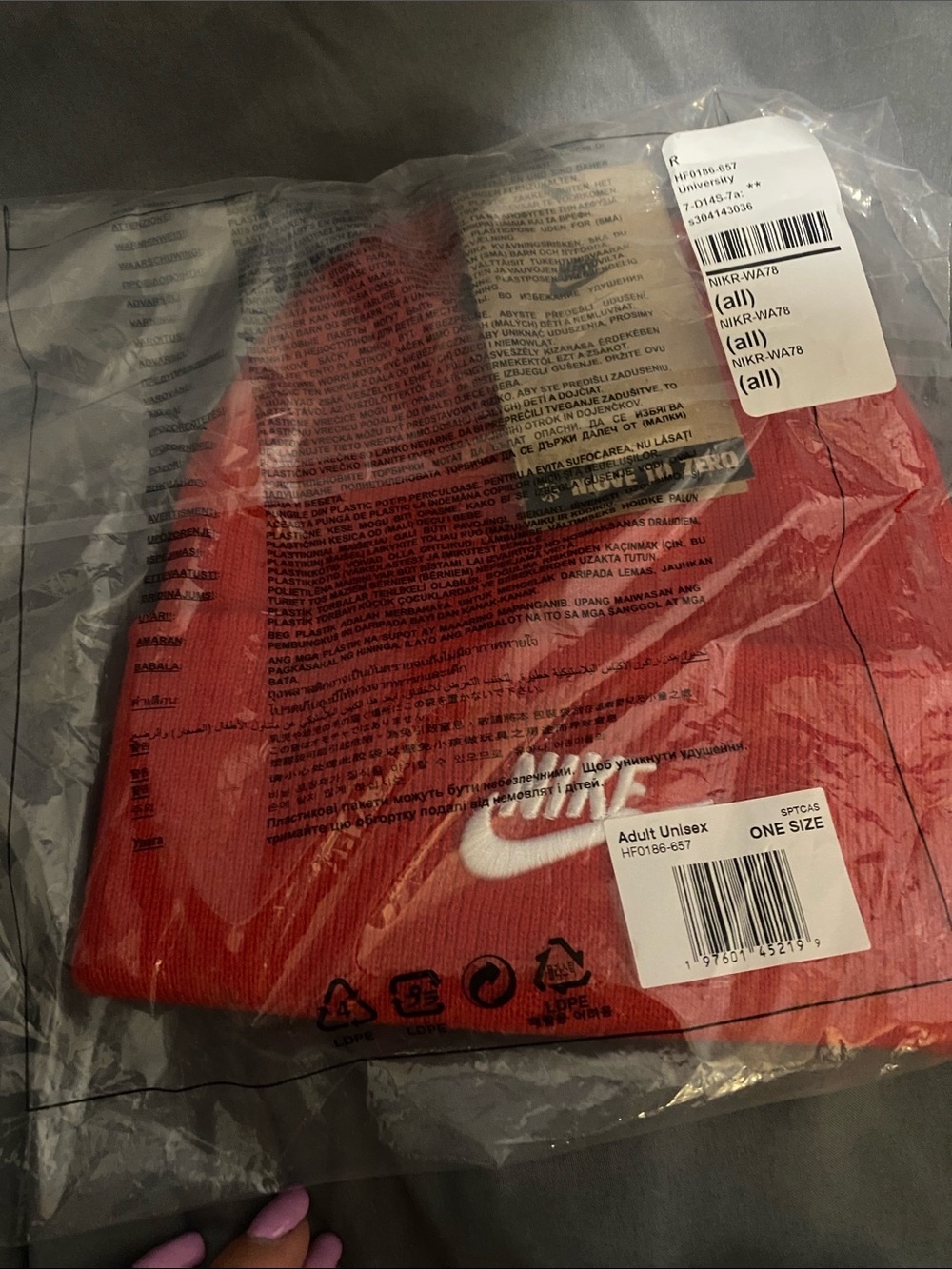 Nike adult Red Beanie Hat - Unisex one size